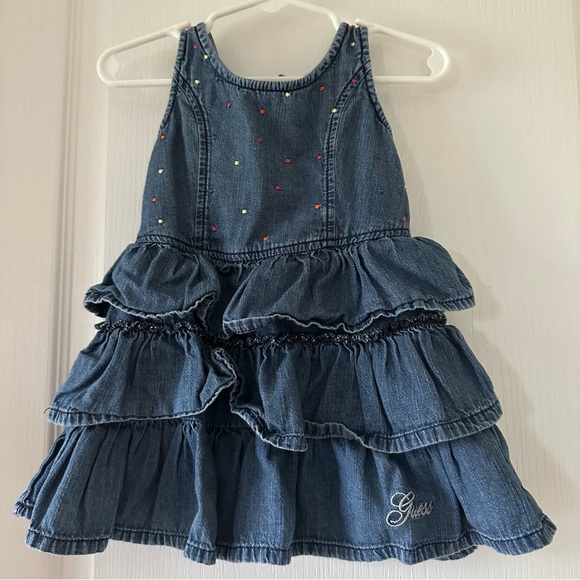 Guess Other - Guess jeans denim embroidered dots tiered dress